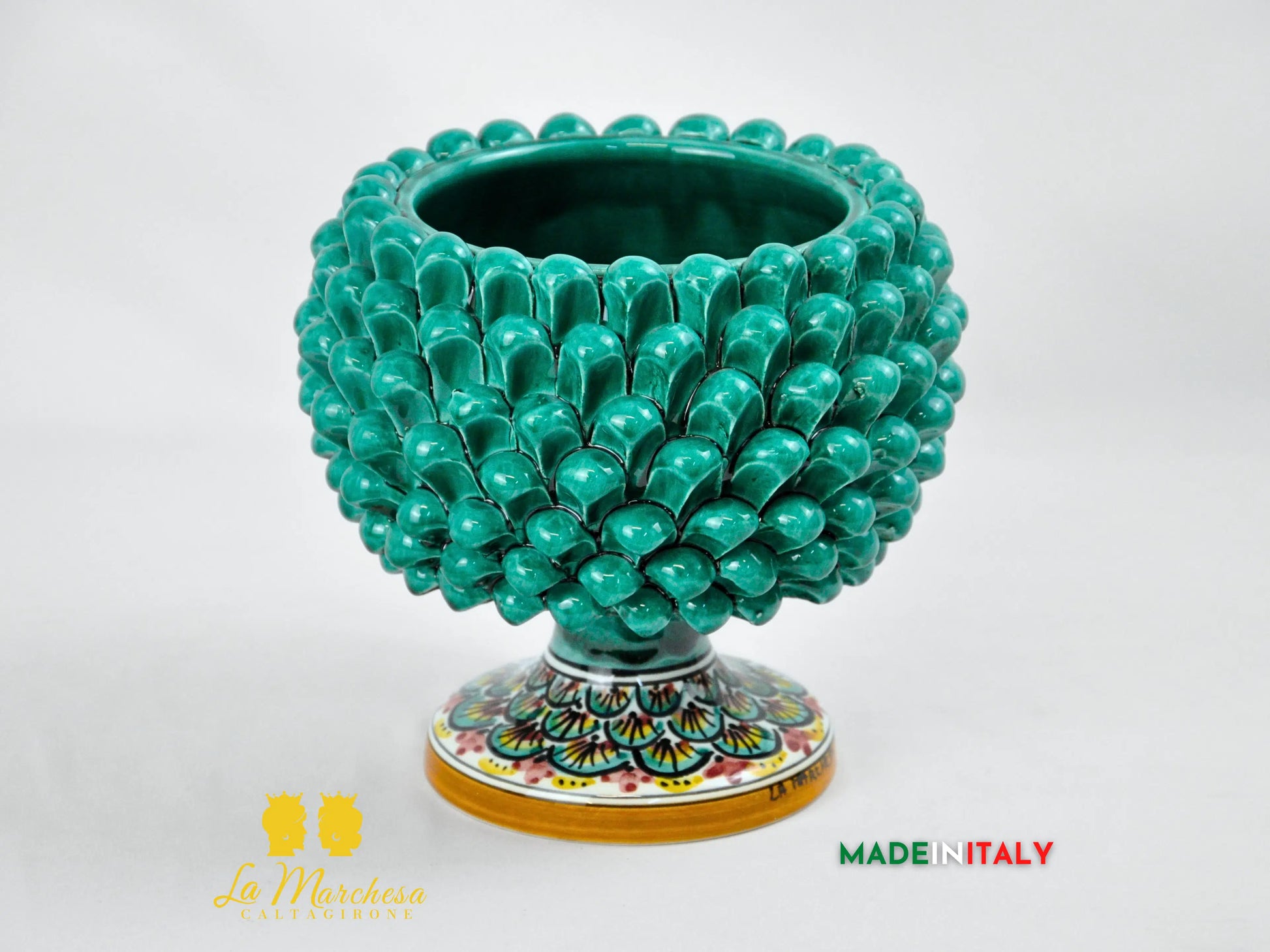 Portavaso Pigna Siciliana in Ceramica di Caltagirone 20cm - Vari Colori
