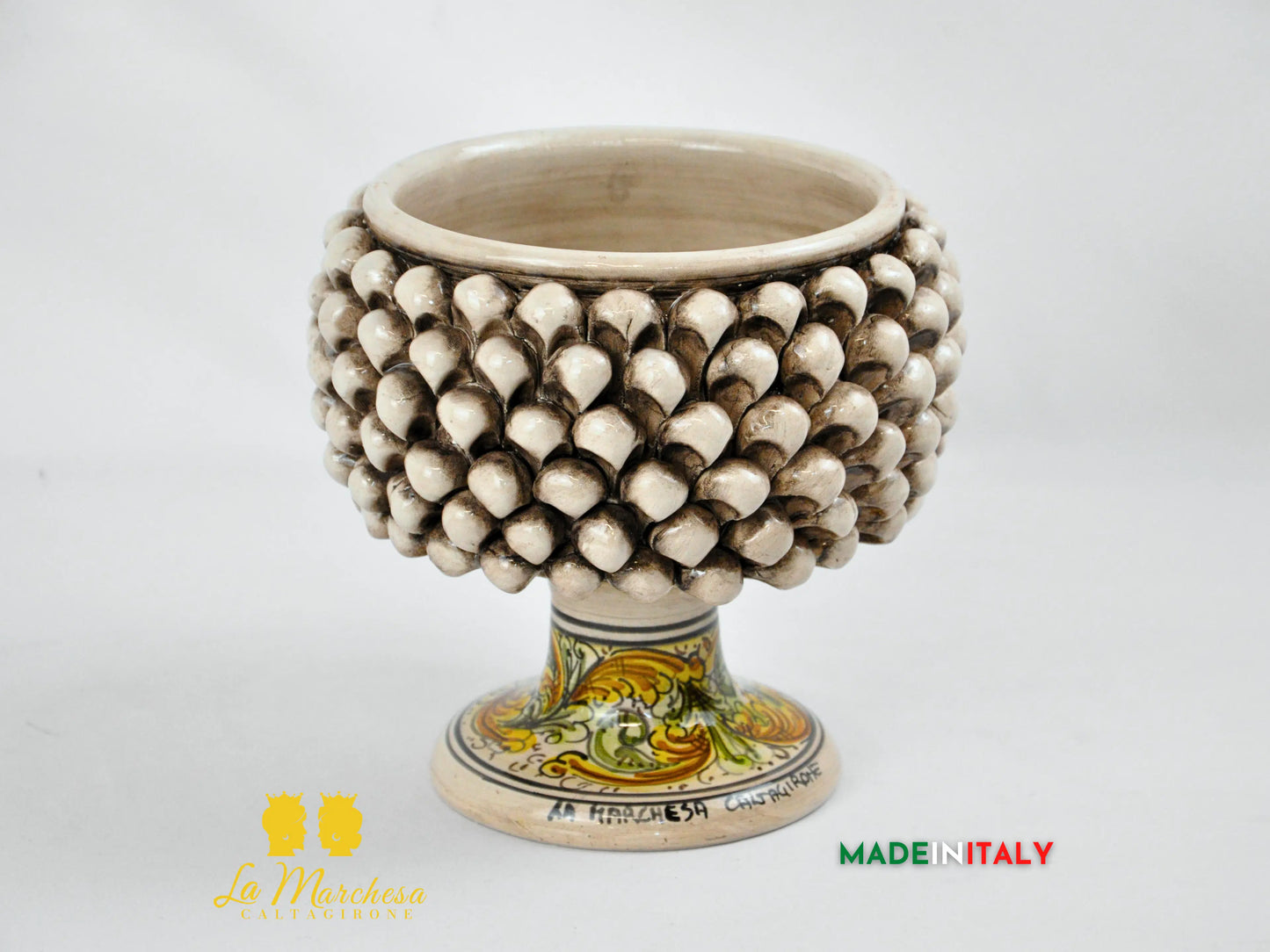 Portavaso Pigna Siciliana in Ceramica di Caltagirone 20cm - Vari Colori