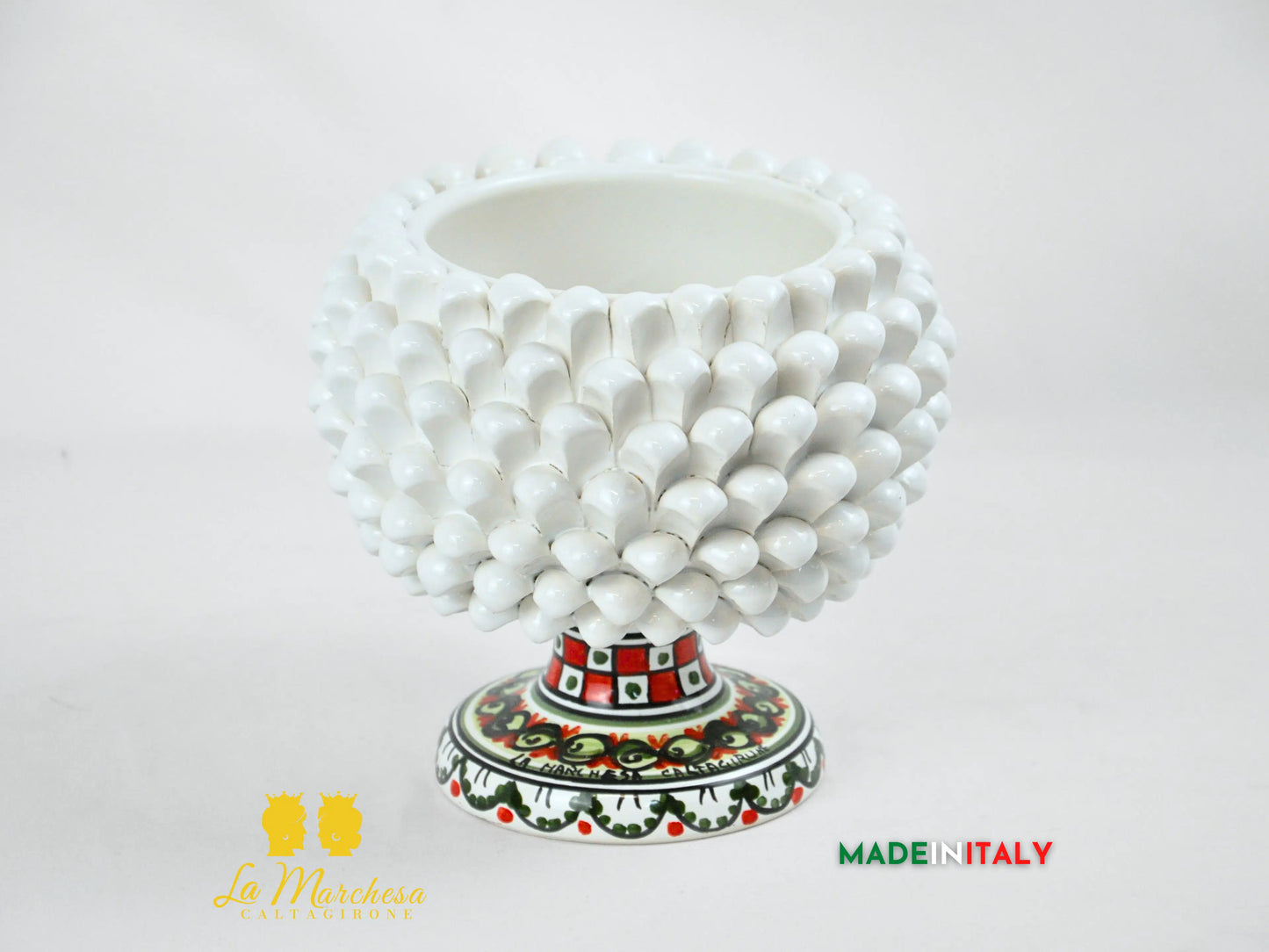 Portavaso Pigna Siciliana in Ceramica di Caltagirone 20cm - Vari Colori
