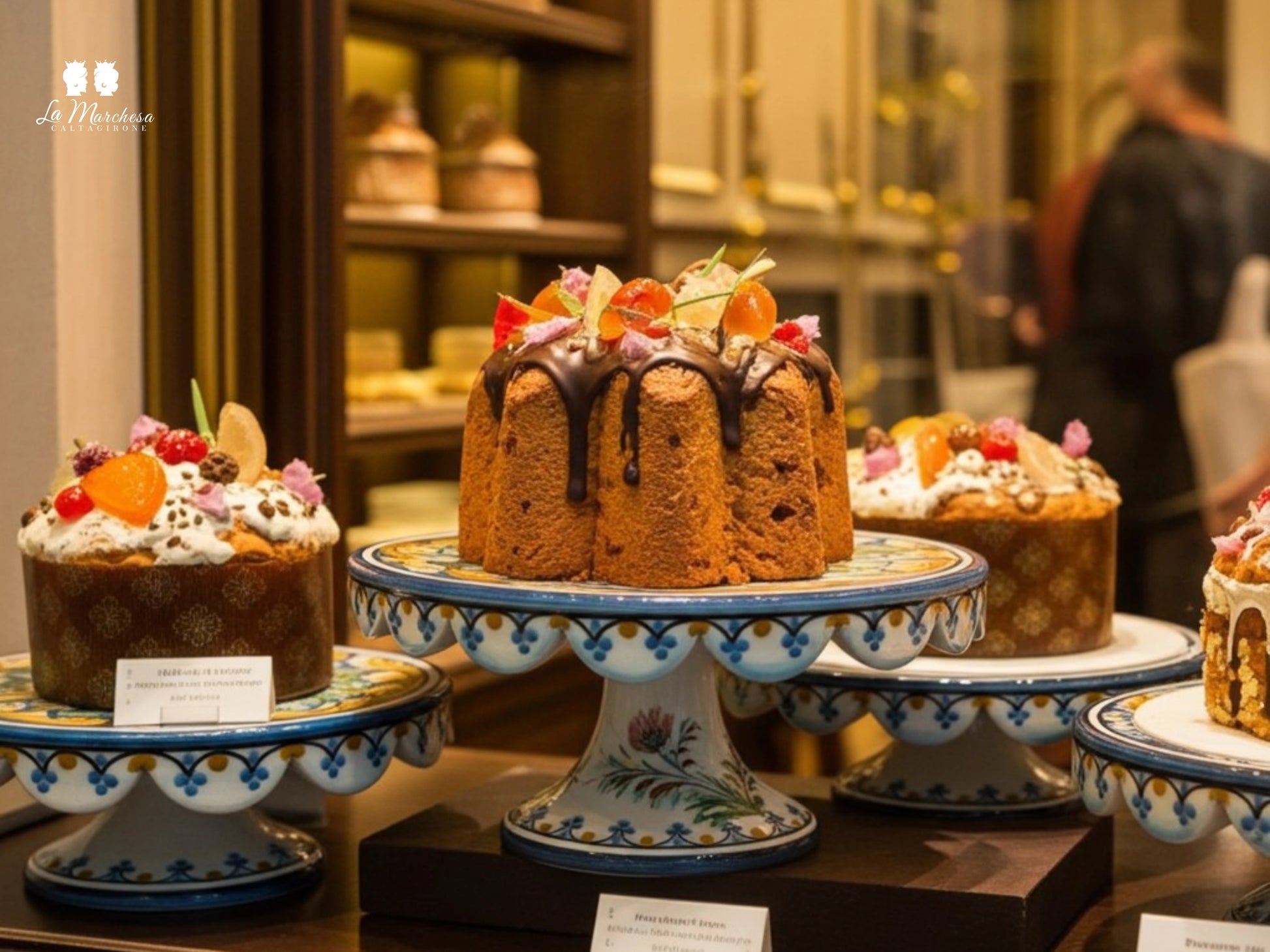 Tortiera con alzata in Ceramica di Caltagirone  30cm - Colori Assortiti