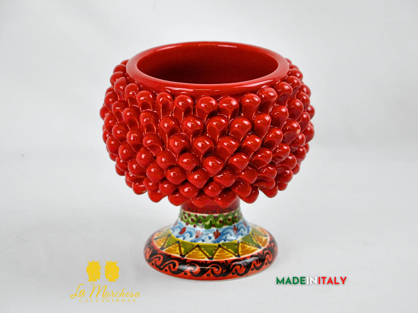 Portavaso Pigna Siciliana in Ceramica di Caltagirone 20cm - Vari Colori