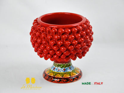 Portavaso Pigna Siciliana in Ceramica di Caltagirone 20cm - Vari Colori