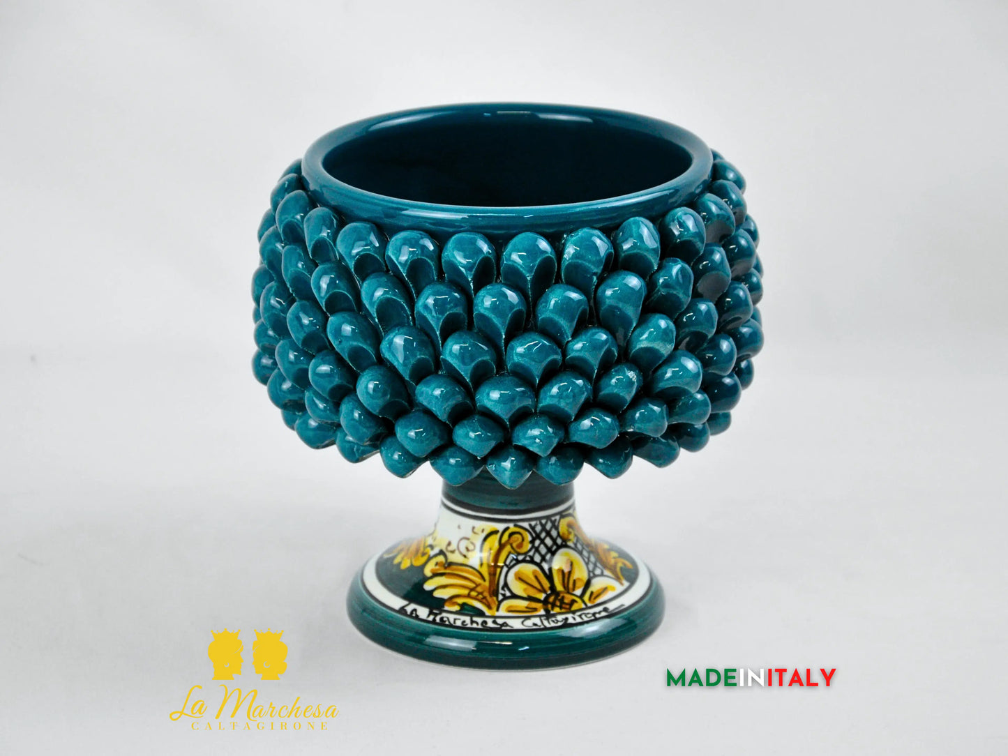 Portavaso Pigna Siciliana in Ceramica di Caltagirone 20cm - Vari Colori