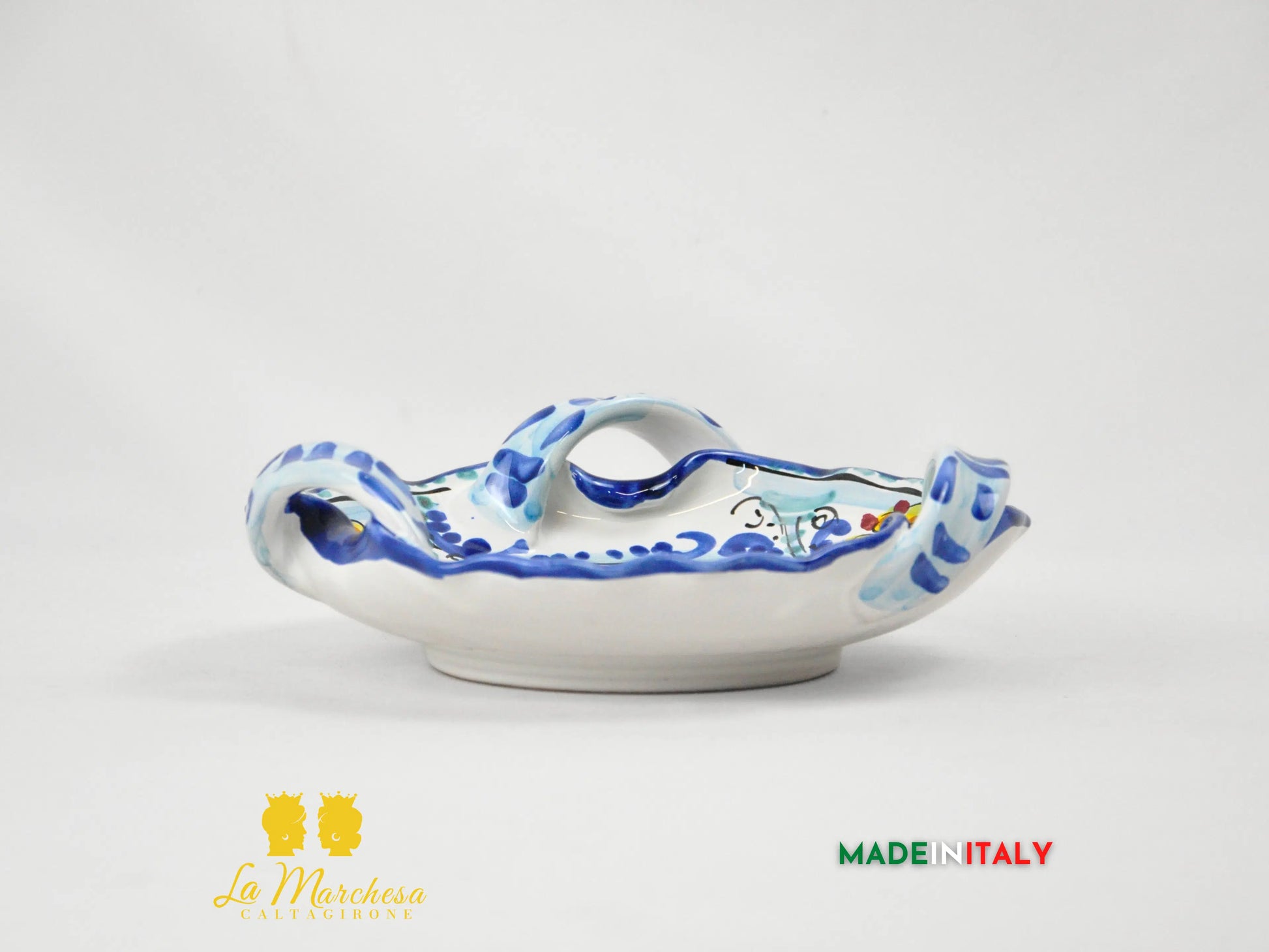 Ciotola Svuotatasche in Ceramica di Caltagirone con Manici 21cm