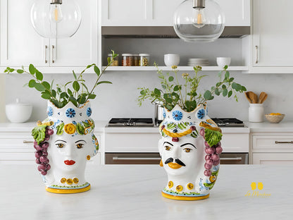 Teste di Moro Uva in Ceramica di Caltagirone 27cm