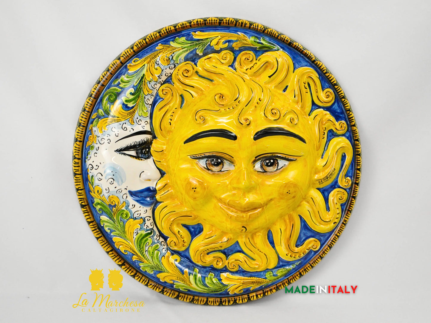 Sole e Luna da Parete in Ceramica di Caltagirone Ø41cm