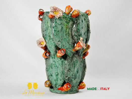 Vaso Fichi D'India in Ceramica di Caltagirone 32cm