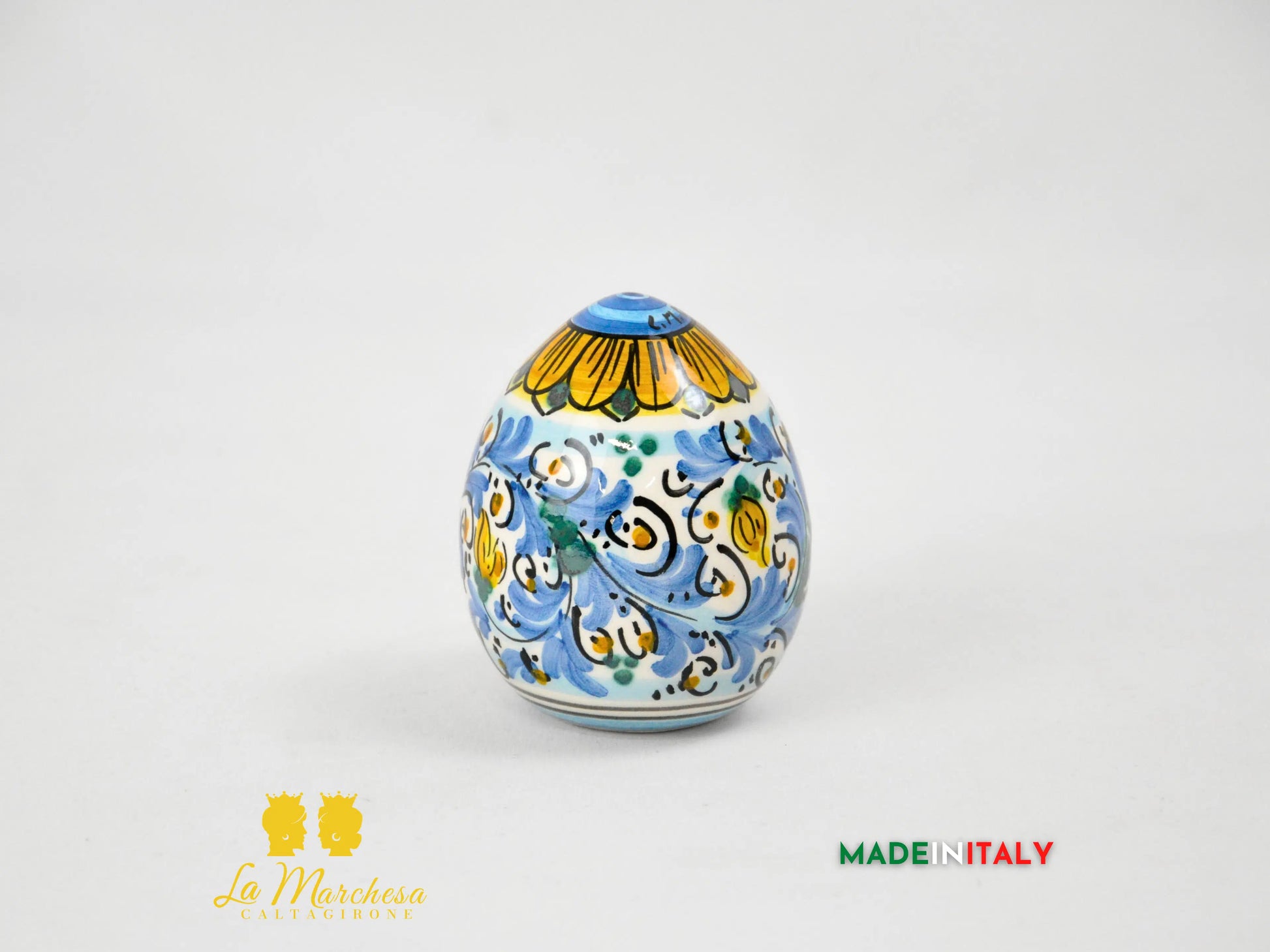 Uovo in Ceramica di Caltagirone Decoro '600 - Varie Misure