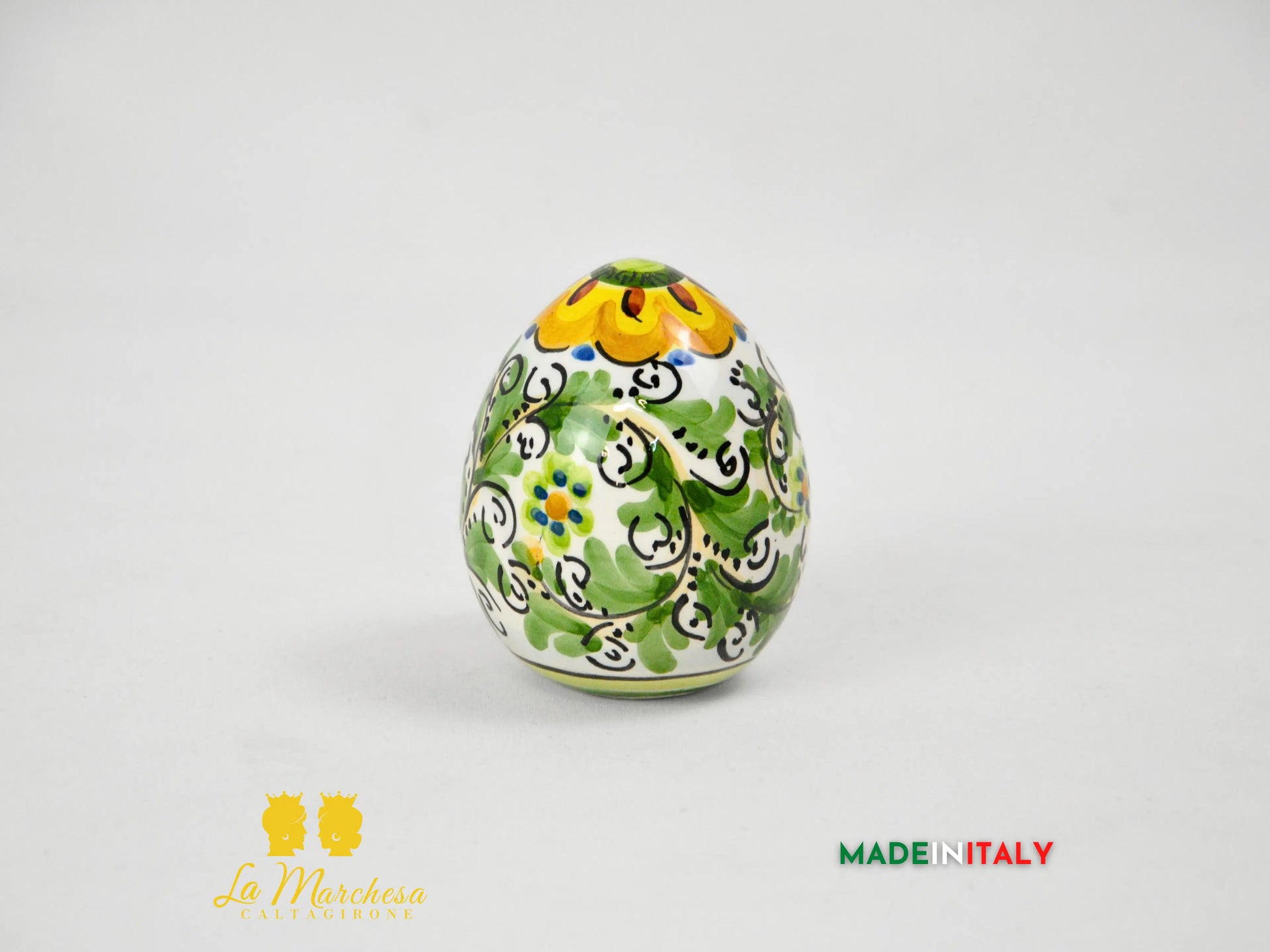 Uovo in Ceramica di Caltagirone Decoro '600 - Varie Misure