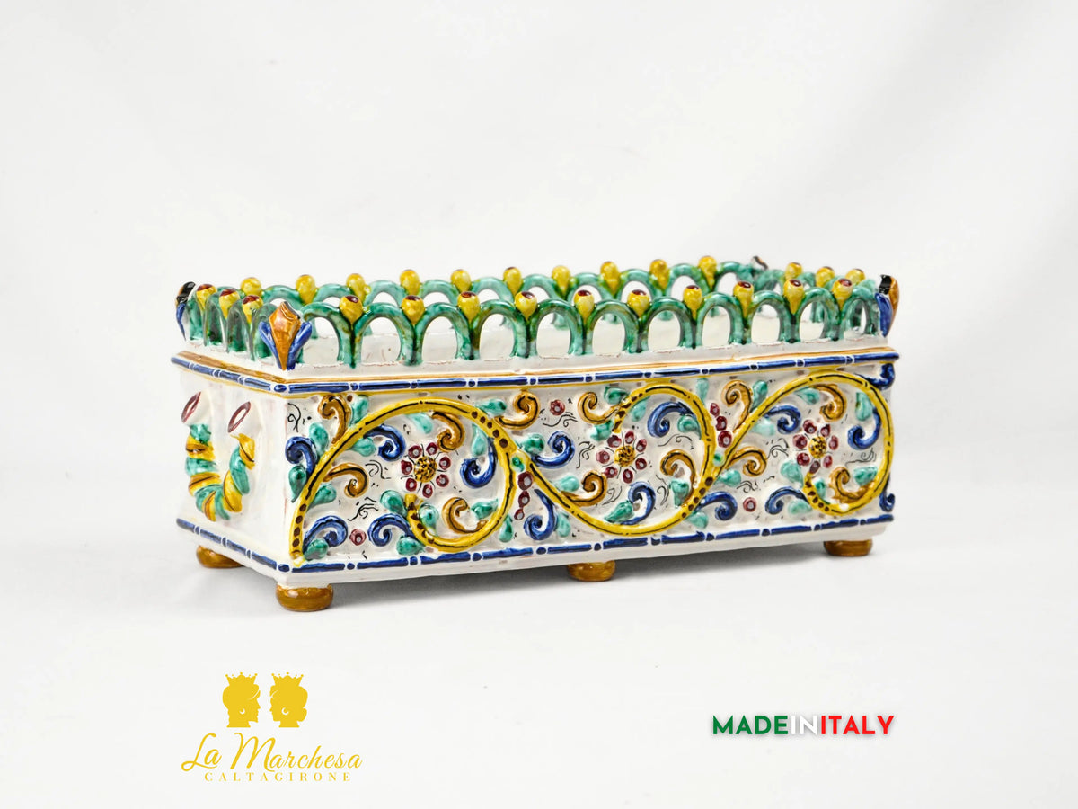 Fioriera Rettangolare in Ceramica di Caltagirone Deluxe 36 cm