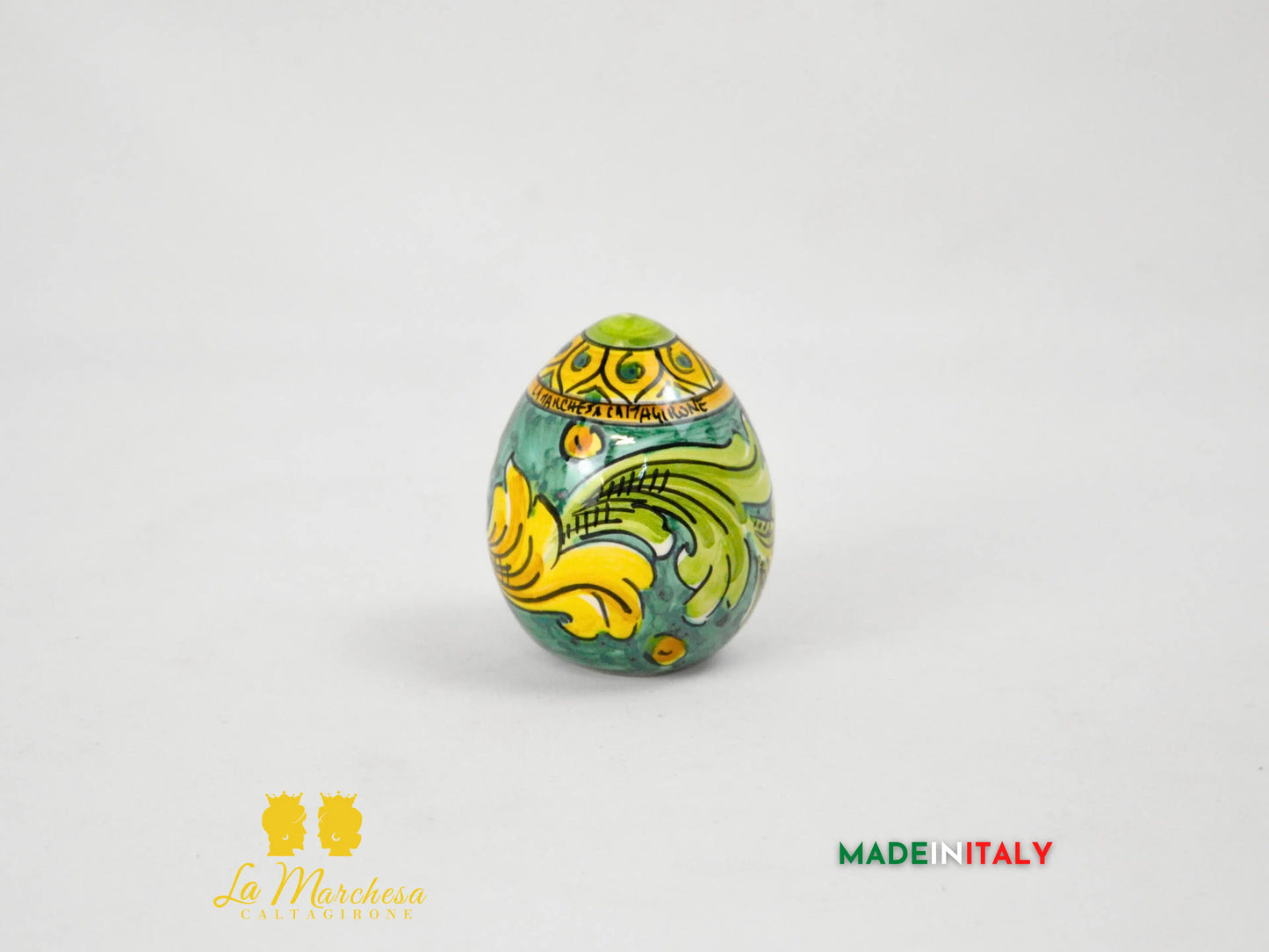 Uovo Verde in Ceramica di Caltagirone - Varie Misure