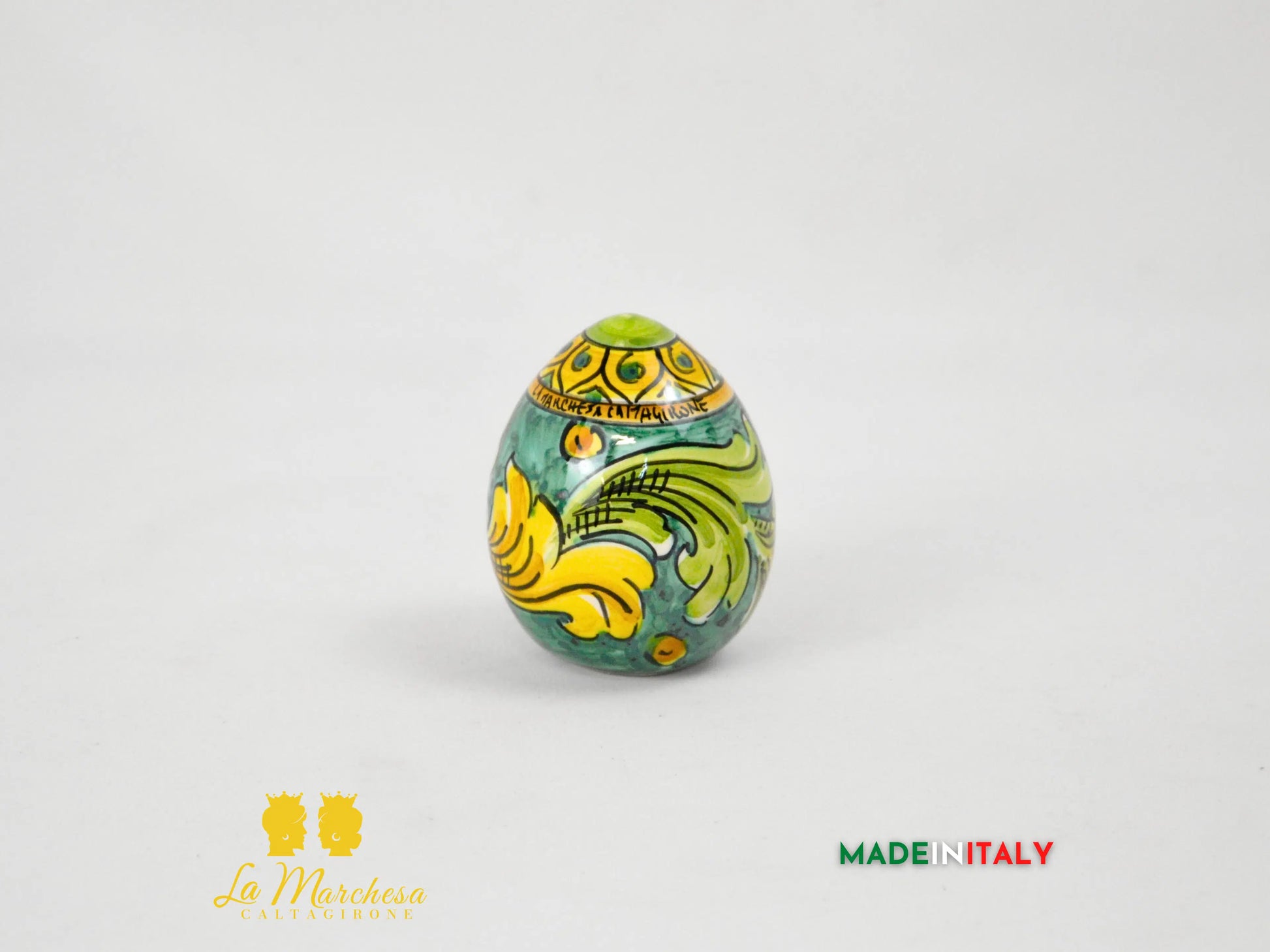 Uovo Verde in Ceramica di Caltagirone - Varie Misure
