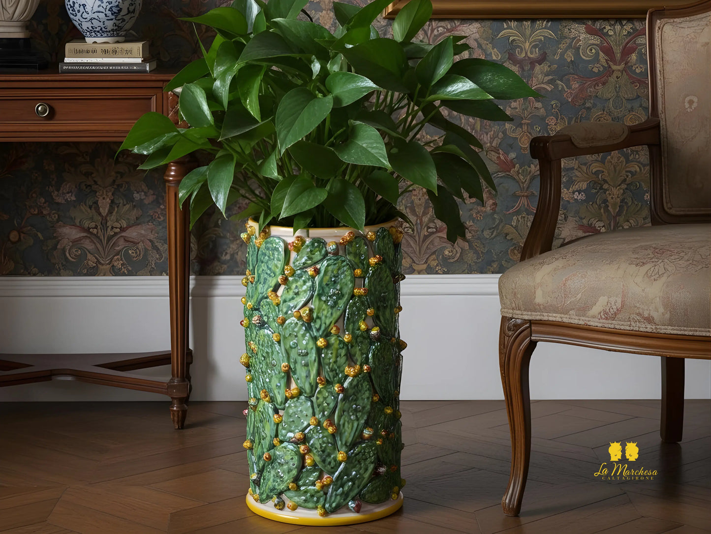 Vaso Decorato Fichi D'India in Ceramica di Caltagirone SERIE LUX - Vari Modelli