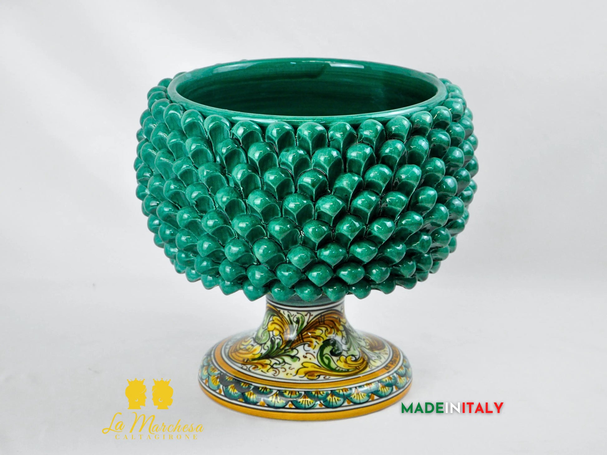 Portavaso Pigna Siciliana in Ceramica di Caltagirone 30cm - Vari Colori
