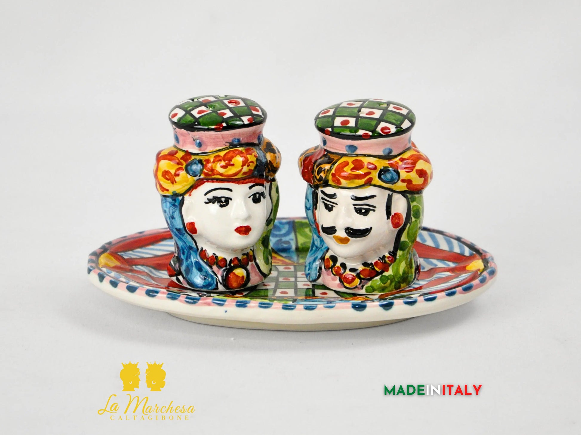 Set Sale e Pepe in Ceramica di Caltagirone Teste di Moro - Vari Modelli