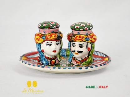 Set Sale e Pepe in Ceramica di Caltagirone Teste di Moro - Vari Modelli