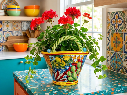 Vaso Porta Pianta Coffa in Ceramica di Caltagirone 22cm
