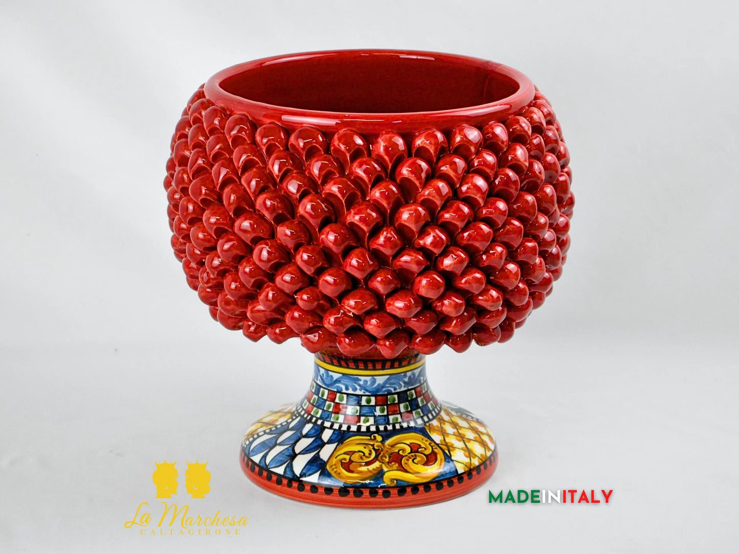 Portavaso Pigna Siciliana in Ceramica di Caltagirone 30cm - Vari Colori