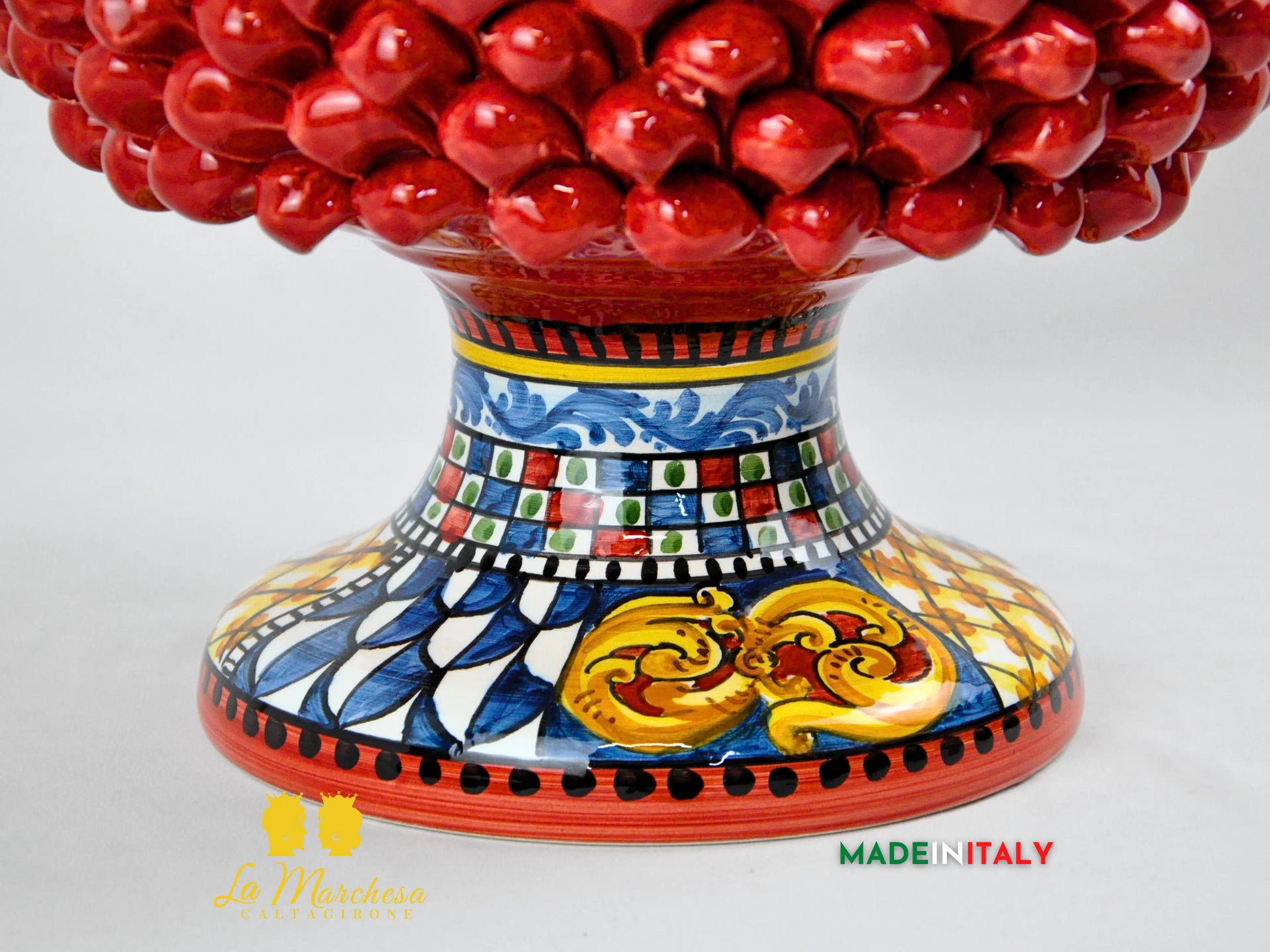 Portavaso Pigna Siciliana in Ceramica di Caltagirone 30cm - Vari Colori
