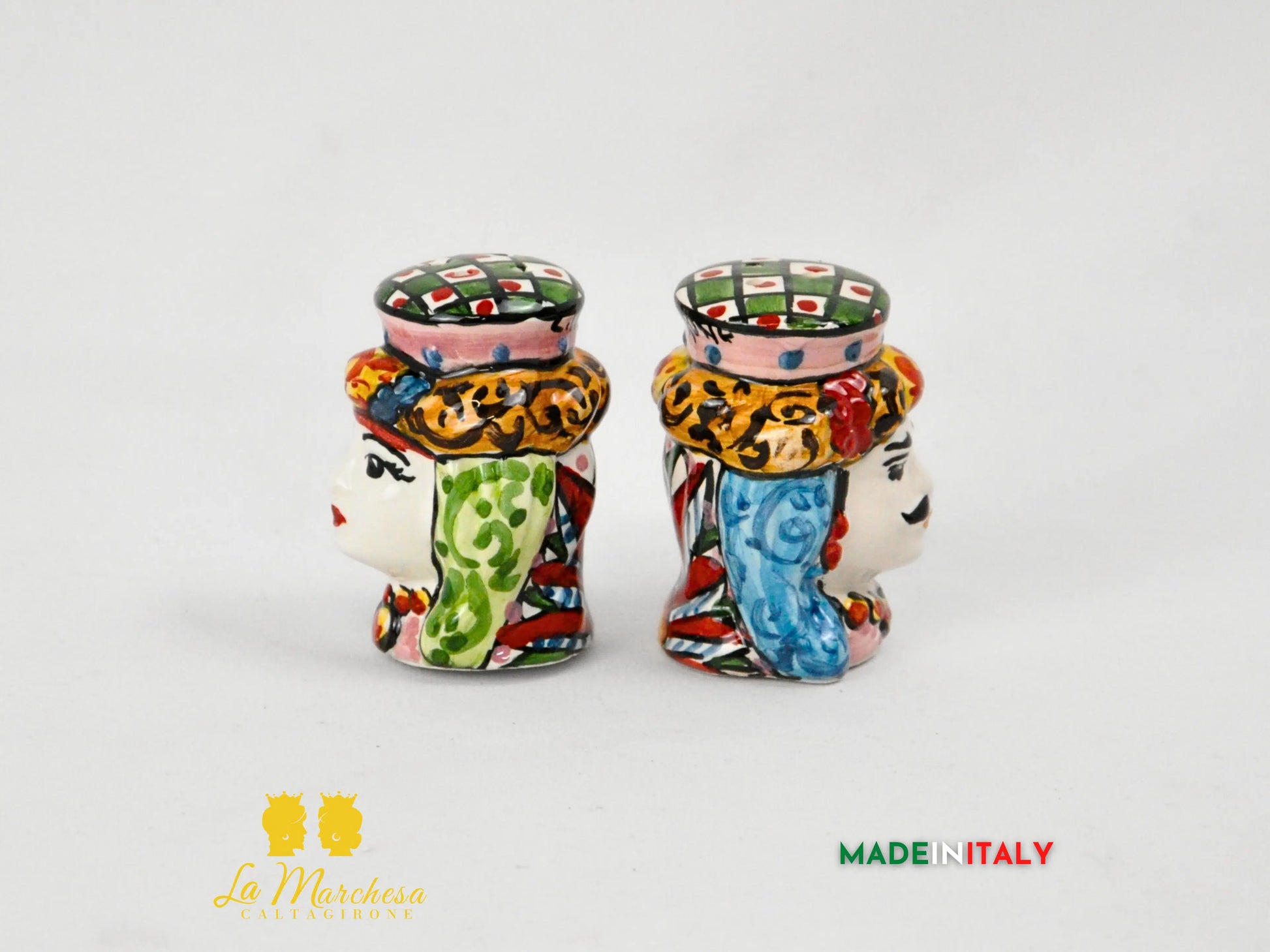 Set Sale e Pepe in Ceramica di Caltagirone Teste di Moro - Vari Modelli