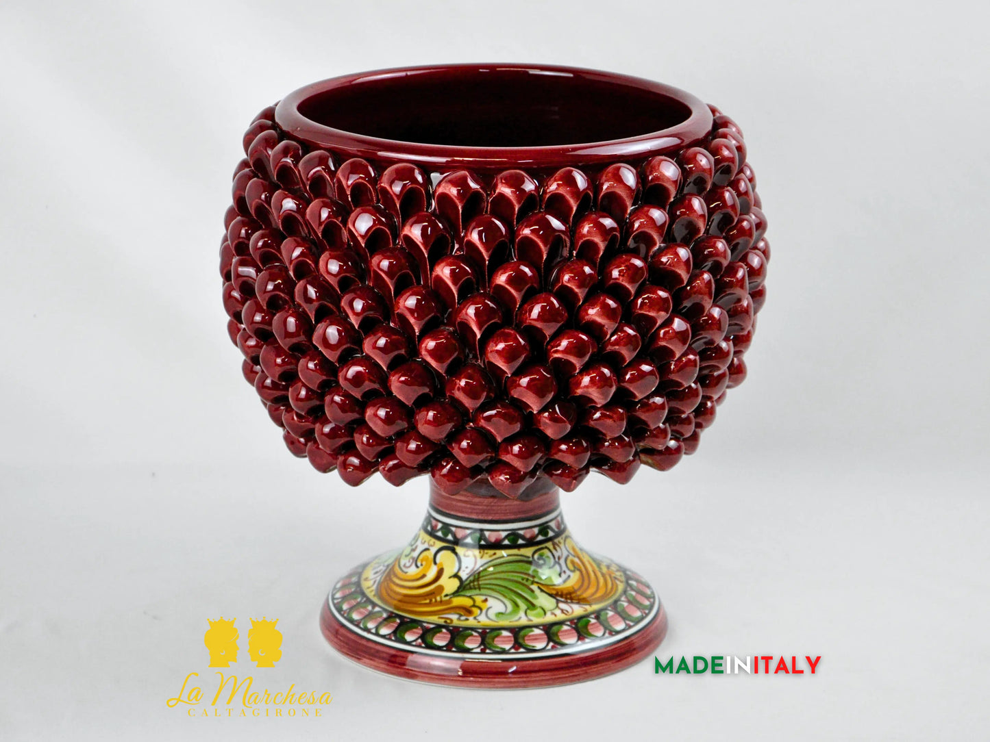 Portavaso Pigna Siciliana in Ceramica di Caltagirone 30cm - Vari Colori