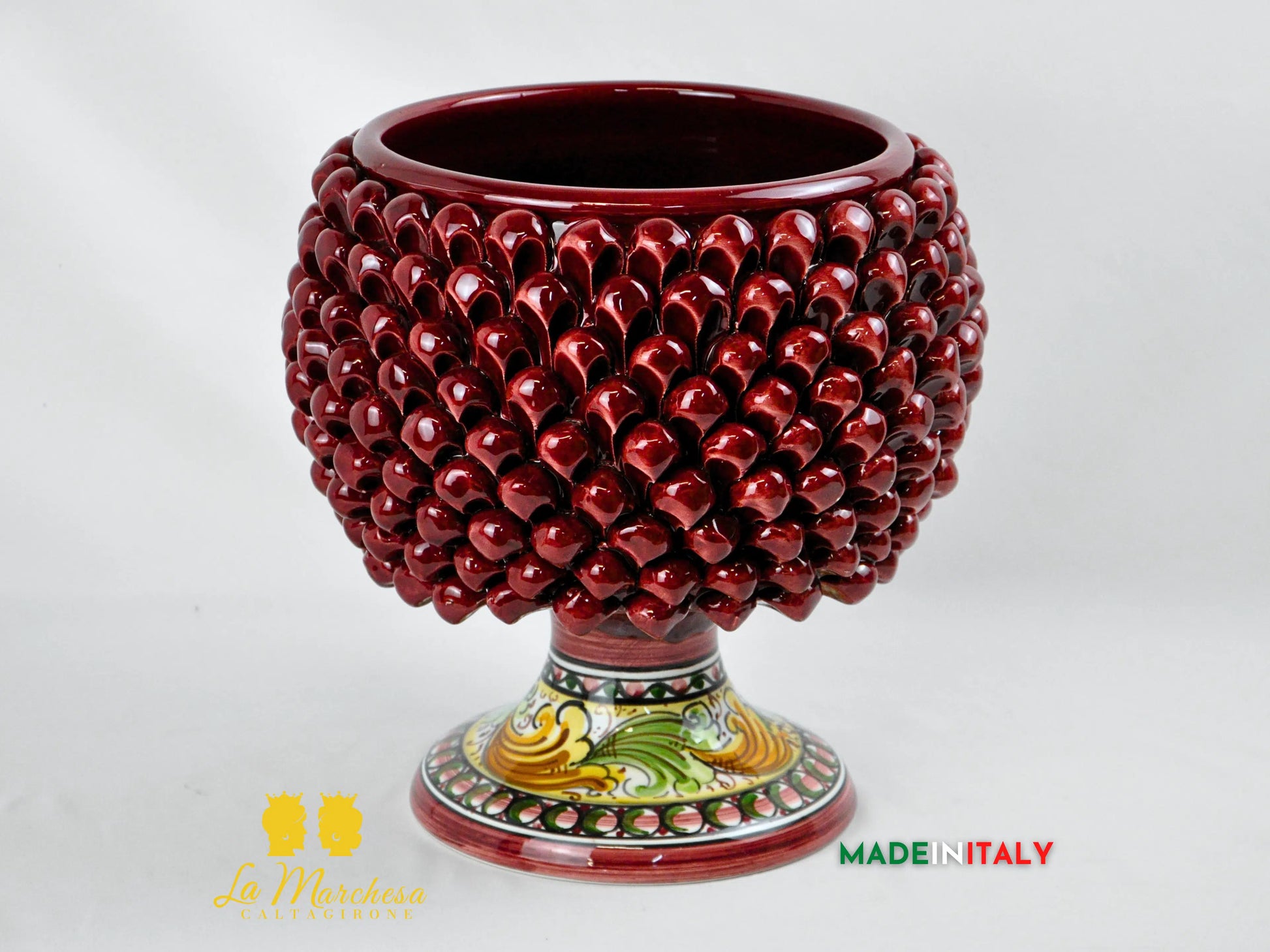 Portavaso Pigna Siciliana in Ceramica di Caltagirone 30cm - Vari Colori