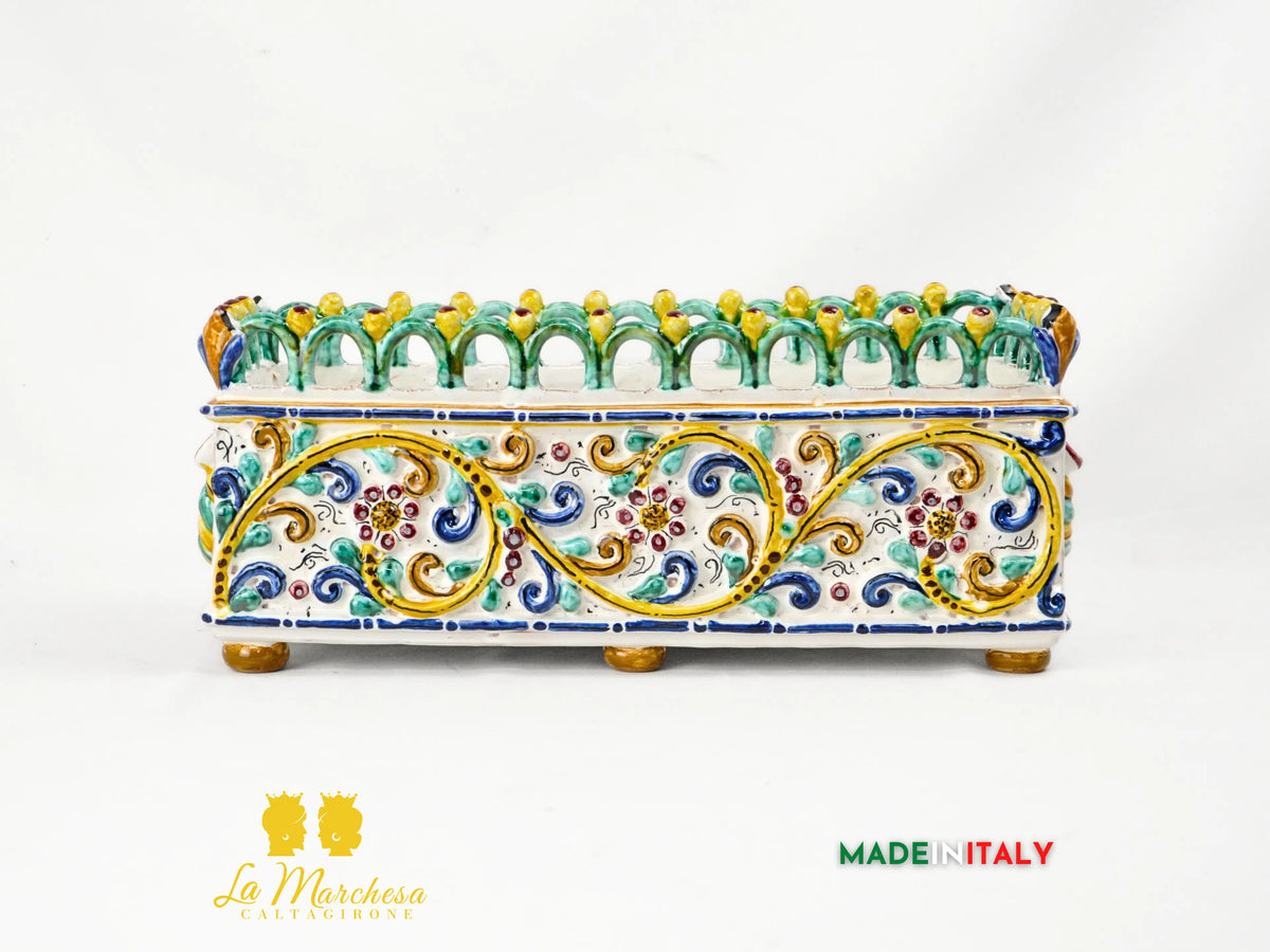 Fioriera Rettangolare in Ceramica di Caltagirone Deluxe 36 cm