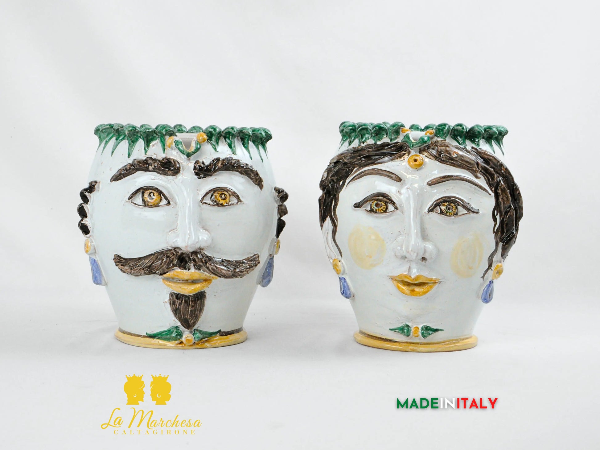 Vaso Design Volto Pigna in Ceramica di Caltagirone 21cm
