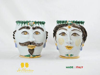 Vaso Design Volto Pigna in Ceramica di Caltagirone 21cm