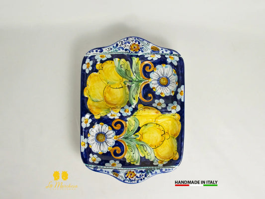 Antipastiera Ceramica di Caltagirone rettangolare 3 scomparti - Vari colori