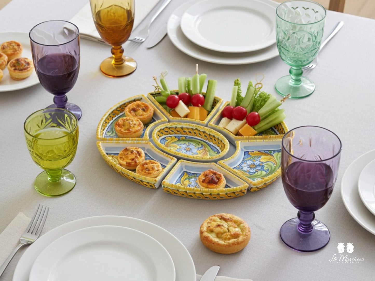 Antipastiera Cena Fredda in Ceramica di Caltagirone - Vari Modelli