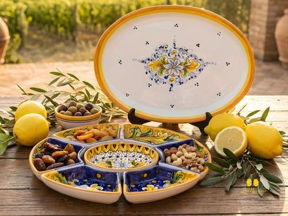 Antipastiera Cena Fredda in Ceramica di Caltagirone - Vari Decori