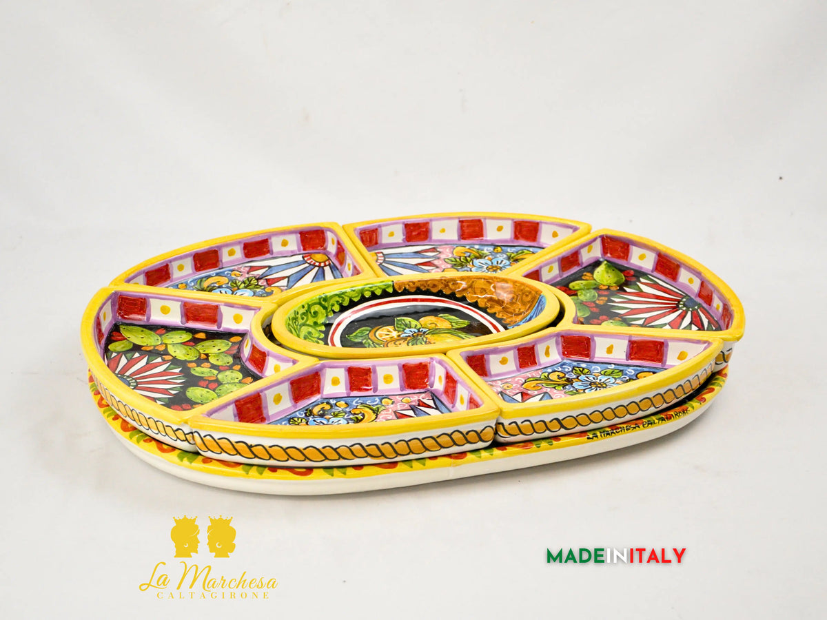 Antipastiera Cena Fredda in Ceramica di Caltagirone 44cm