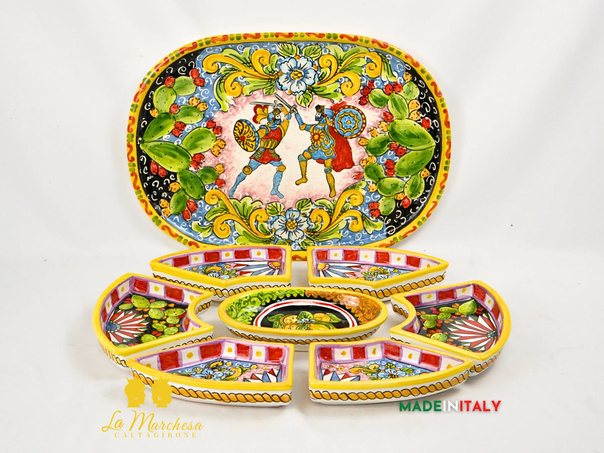 Antipastiera Cena Fredda in Ceramica di Caltagirone 44cm