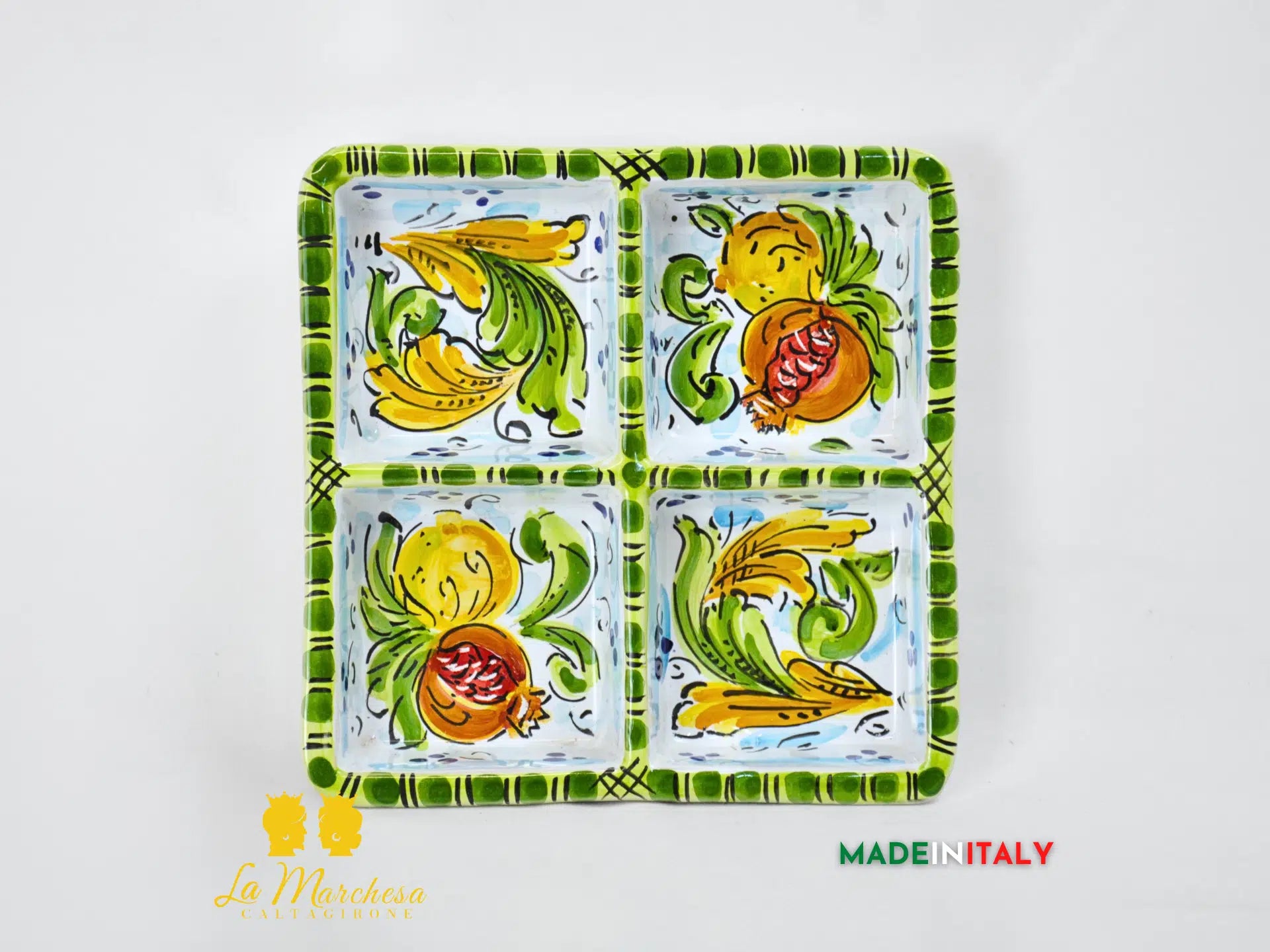 Antipastiera 4 scomparti in Ceramica di Caltagirone