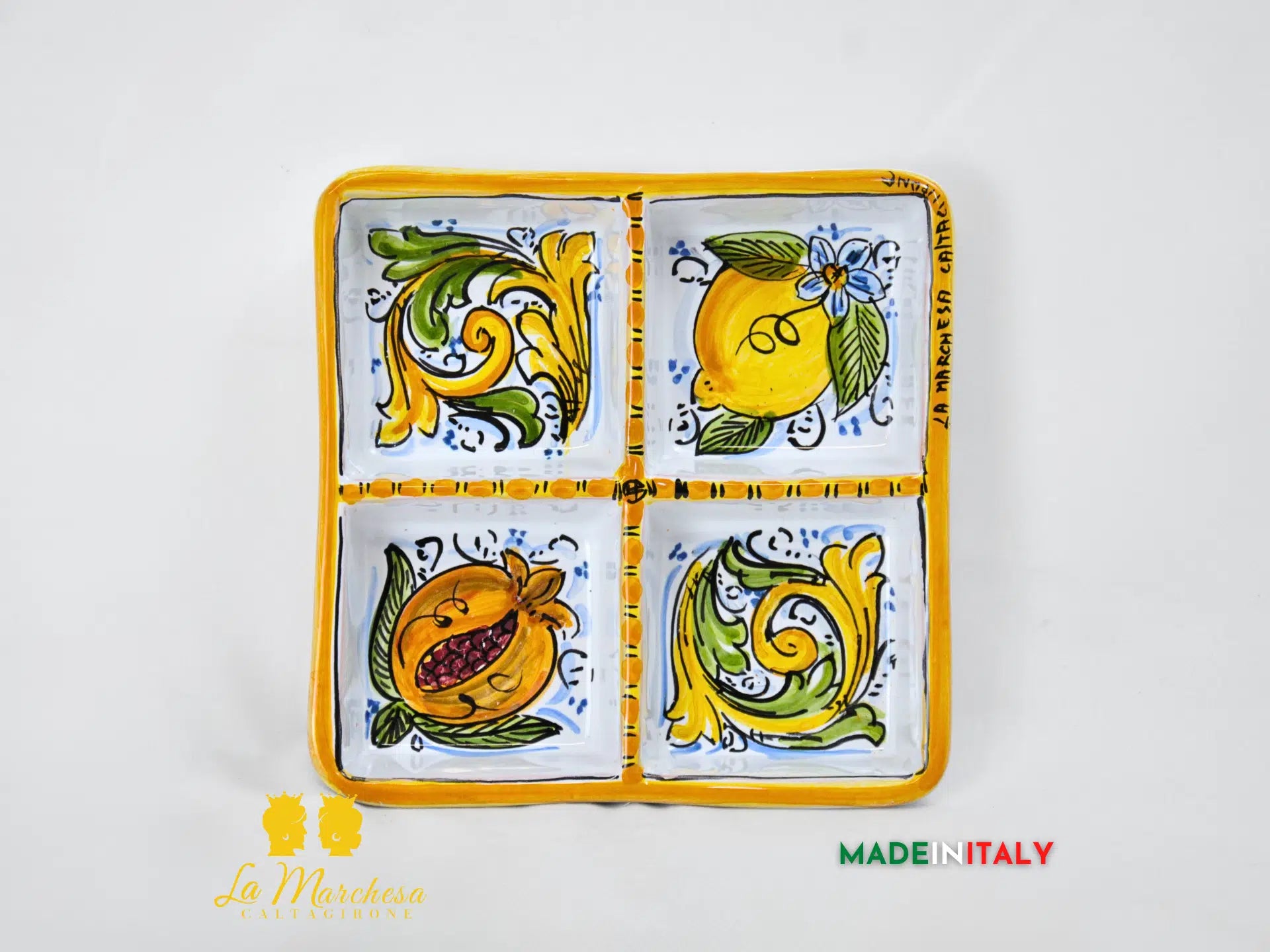 Antipastiera 4 scomparti in Ceramica di Caltagirone