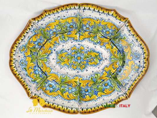 Antipastiera in Ceramica di Caltagirone Decorata XXL