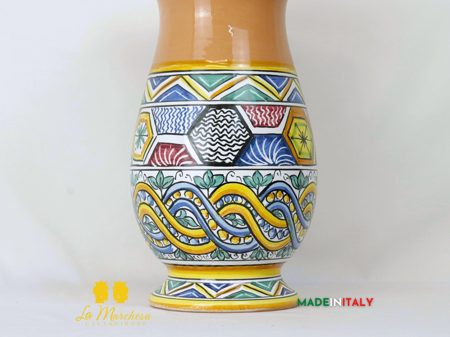 Vaso Treccia Esagoni in Ceramica di Caltagirone 32cm