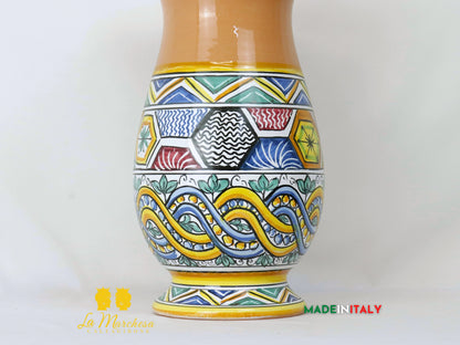 Vaso Treccia Esagoni in Ceramica di Caltagirone 32cm