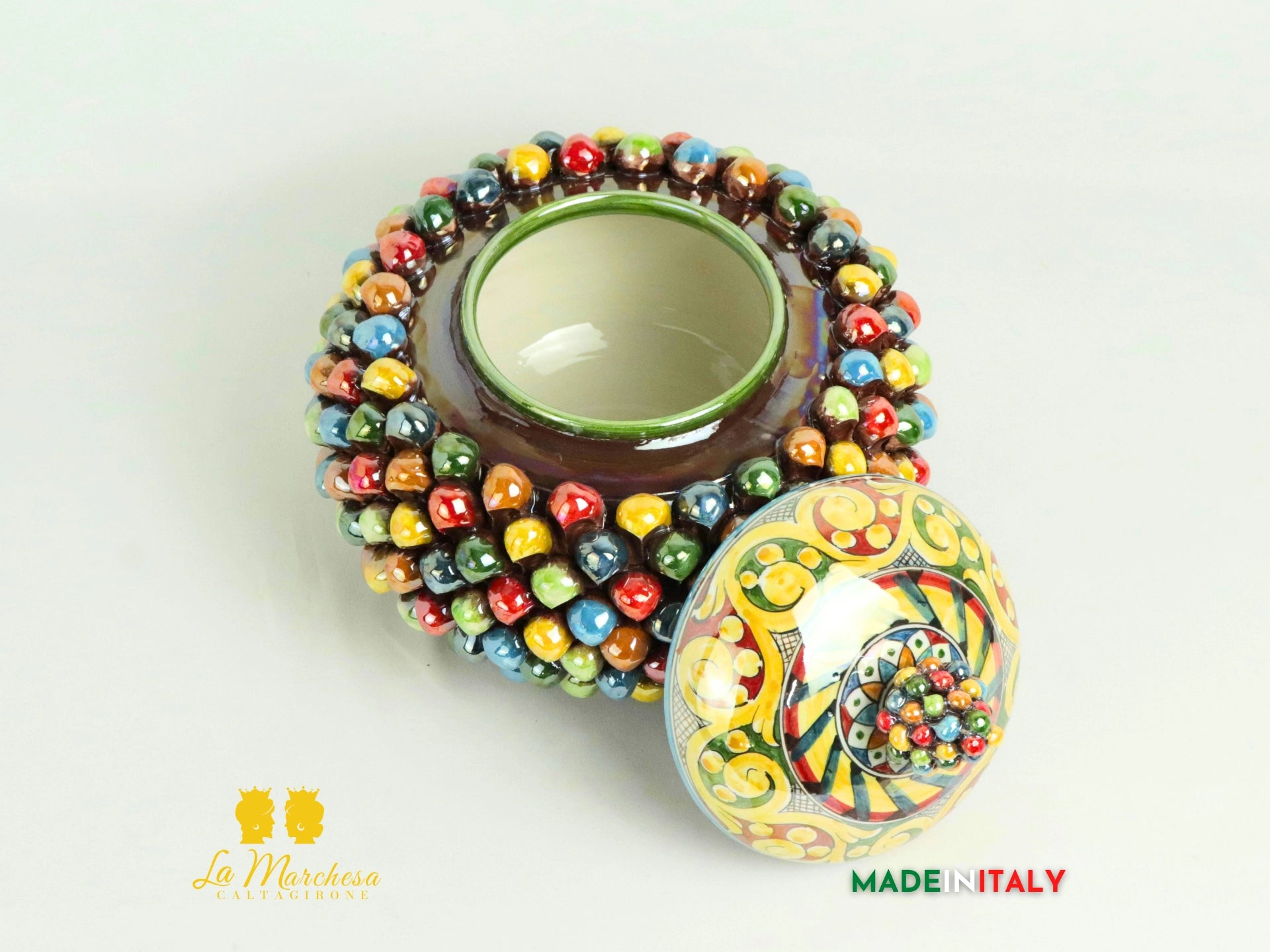 Biscottiera Pigna Ceramica di Caltagirone Multicolore Madreperla - Vari Modelli