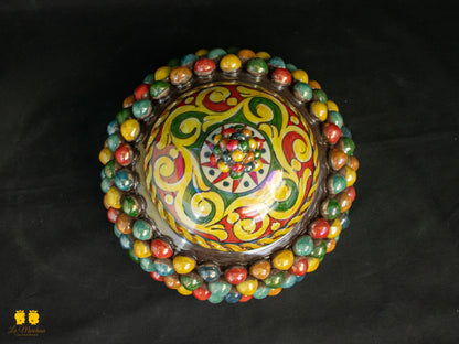 Biscottiera Pigna Ceramica di Caltagirone Multilcolore Arlecchino 24cm