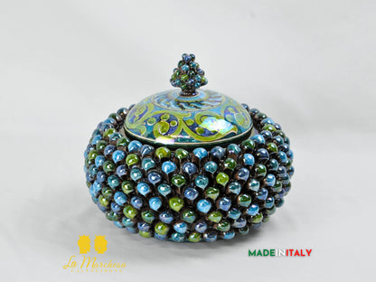 Biscottiera Pigna Madreperla Ceramica di Caltagirone - Vari colori