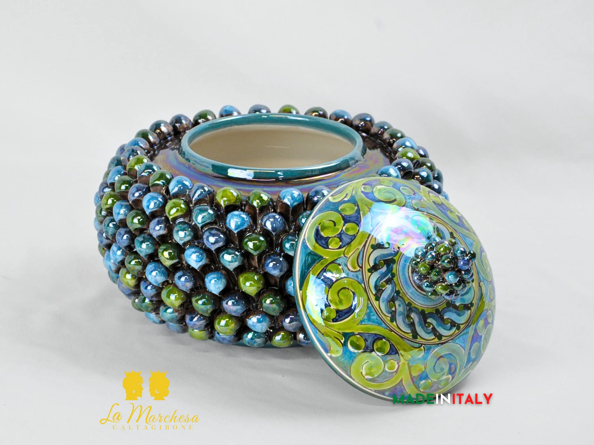 Biscottiera Pigna Madreperla Ceramica di Caltagirone - Vari colori