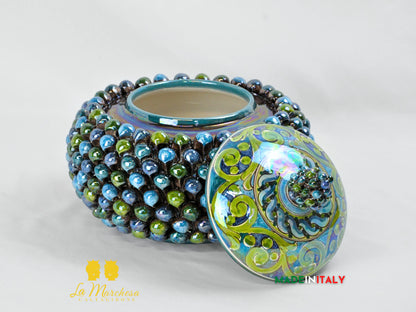 Biscottiera Pigna Madreperla Ceramica di Caltagirone - Vari colori