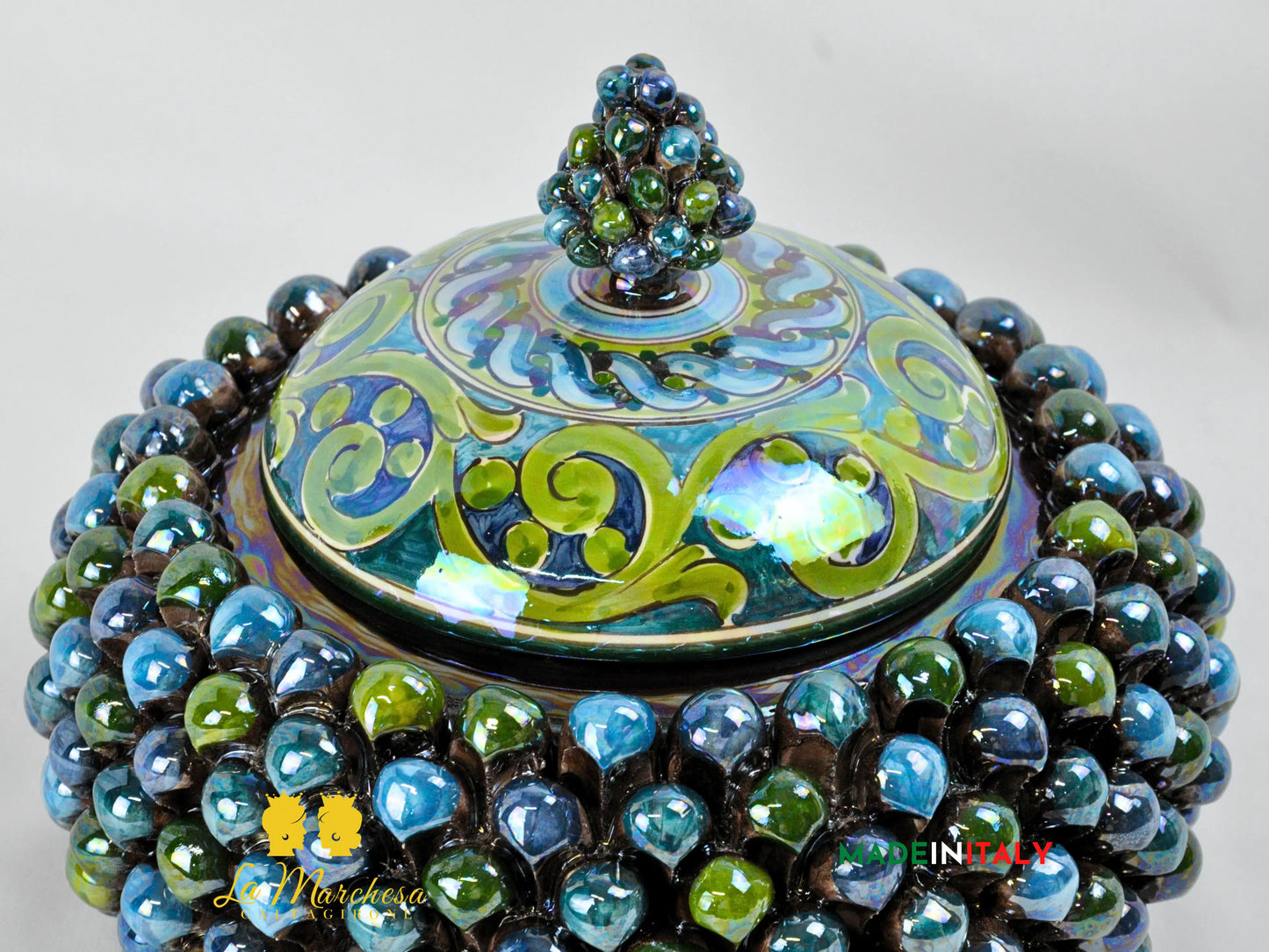 Biscottiera Pigna Madreperla Ceramica di Caltagirone - Vari colori