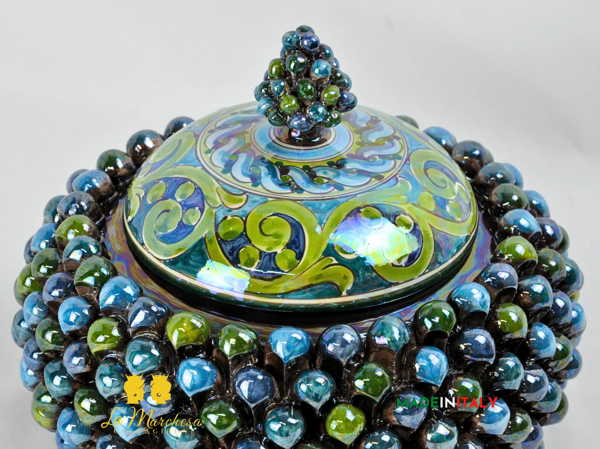 Biscottiera Pigna Madreperla Ceramica di Caltagirone - Vari colori