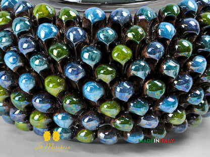 Biscottiera Pigna Madreperla Ceramica di Caltagirone - Vari colori