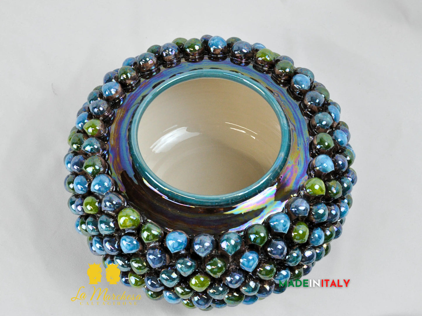 Biscottiera Pigna Madreperla Ceramica di Caltagirone - Vari colori