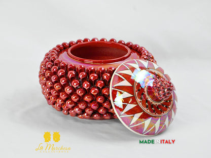 Biscottiera Pigna Madreperla Ceramica di Caltagirone - Vari colori