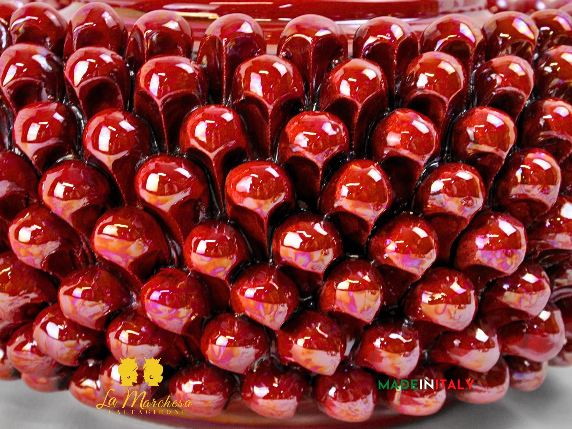 Biscottiera Pigna Madreperla Ceramica di Caltagirone - Vari colori